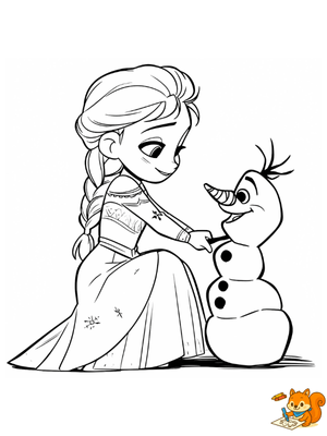Dibujo para colorear: Elsa kawaii para colorear