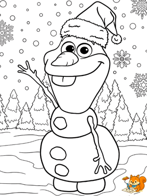 Dibujo para colorear: Olaf de navidad para colorear