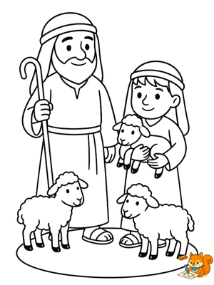 Dibujo para colorear: Pastores de Belen dibujos
