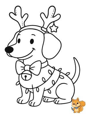 Dibujo para colorear: Perro salchicha Navidad dibujo