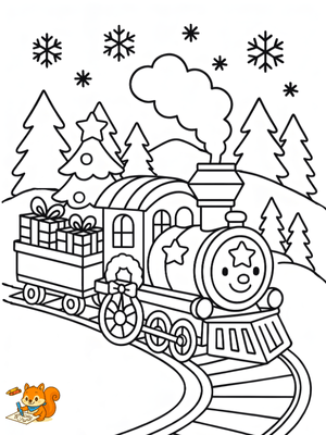 Dibujo para colorear: Tren navideño dibujo