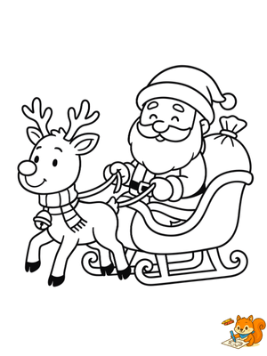 Dibujo para colorear: Trineo de Papa Noel dibujo