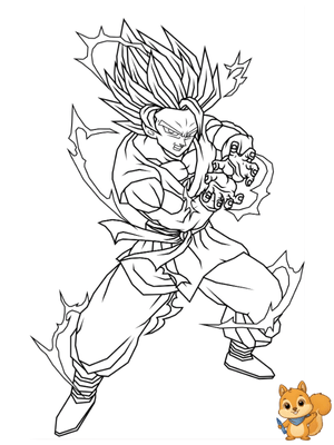 Dibujo para colorear: Goku kamehameha para colorear
