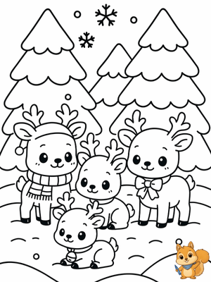 Dibujo para colorear: Dibujos de renos de Navidad