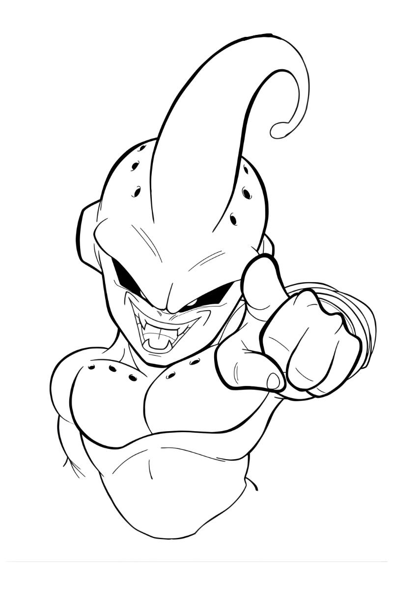 majin boo flaco para colorear e imprimir en primer plano