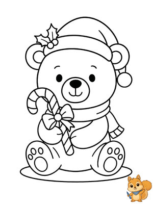 Dibujo para colorear: Oso de Navidad dibujo