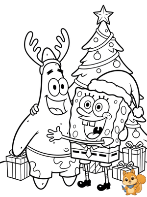 Dibujo para colorear: Bob Esponja Navidad para colorear