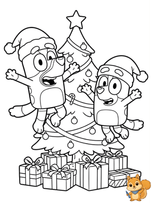Dibujo para colorear: Bluey Navidad para colorear