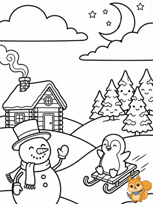 Dibujo para colorear: Paisaje nevado para colorear