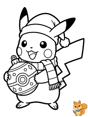 Dibujo para colorear: Pikachu Navidad para colorear