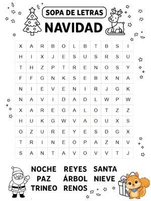 Dibujo para colorear: Sopa de letras Navidad
