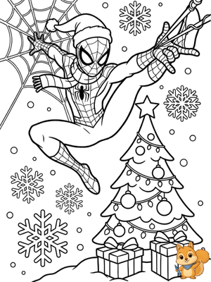 Dibujo para colorear: Spiderman Navidad para colorear