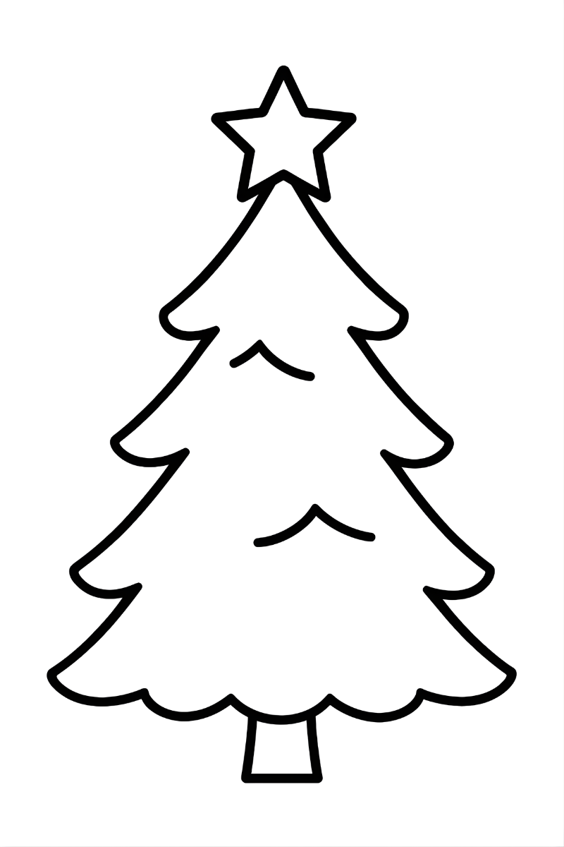 silueta arbol de navidad para colorear e imprimir simple para niños