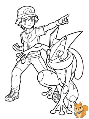 Dibujo para colorear: Greninja Ash para colorear