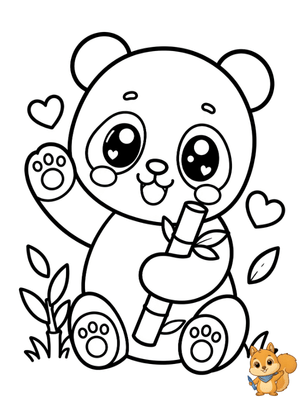 Dibujo para colorear: Panda kawaii para colorear