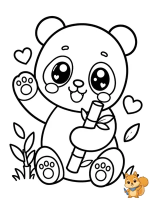 Dibujo para colorear: Panda kawaii para colorear