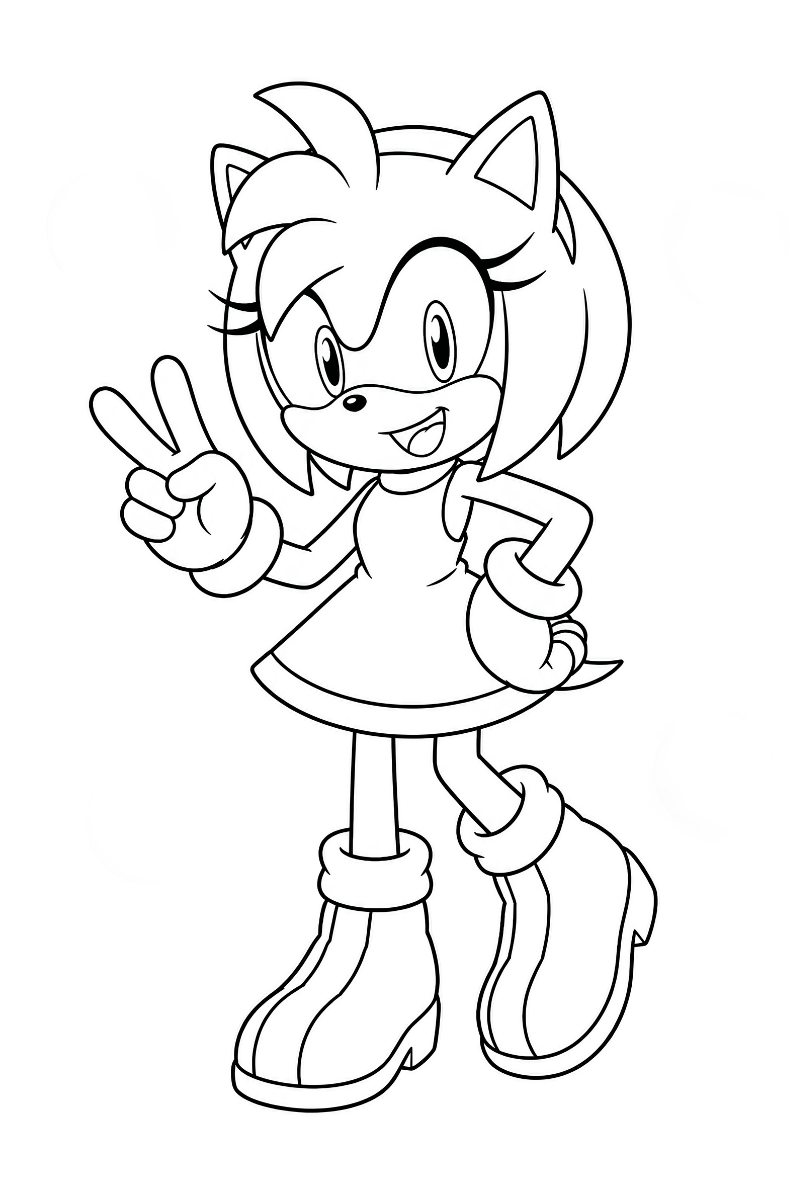 Dibujo de Amy para colorear e imprimir con vestido y botass