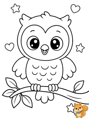 Dibujo para colorear: Búho kawaii para colorear
