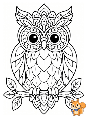 Dibujo para colorear: Búho mandala