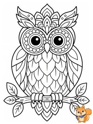 Dibujo para colorear: Búho mandala