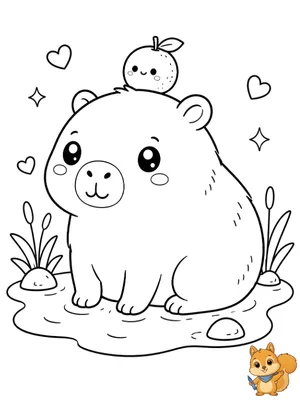 Dibujo para colorear: Capibara para colorear kawaii