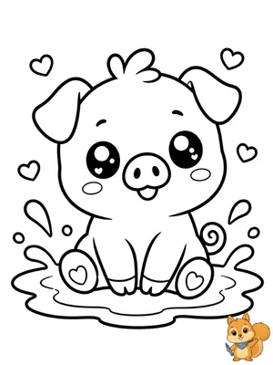 Dibujo para colorear: Cerdito kawaii para colorear