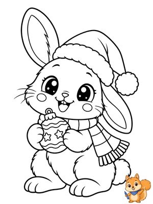 Dibujo para colorear: Dibujo conejo de Navidad