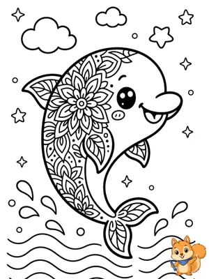 Dibujo para colorear: Delfín mandala