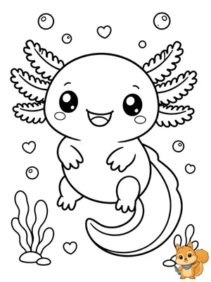 Dibujo para colorear: Ajolote kawaii para colorea