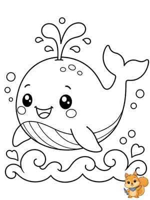 Dibujo para colorear: Ballena dibujo kawai