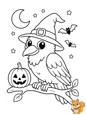 Dibujo para colorear: Dibujo cuervo Halloween