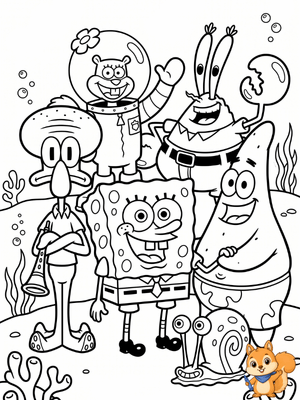Dibujo para colorear: Dibujos de Bob Esponja y sus amigos