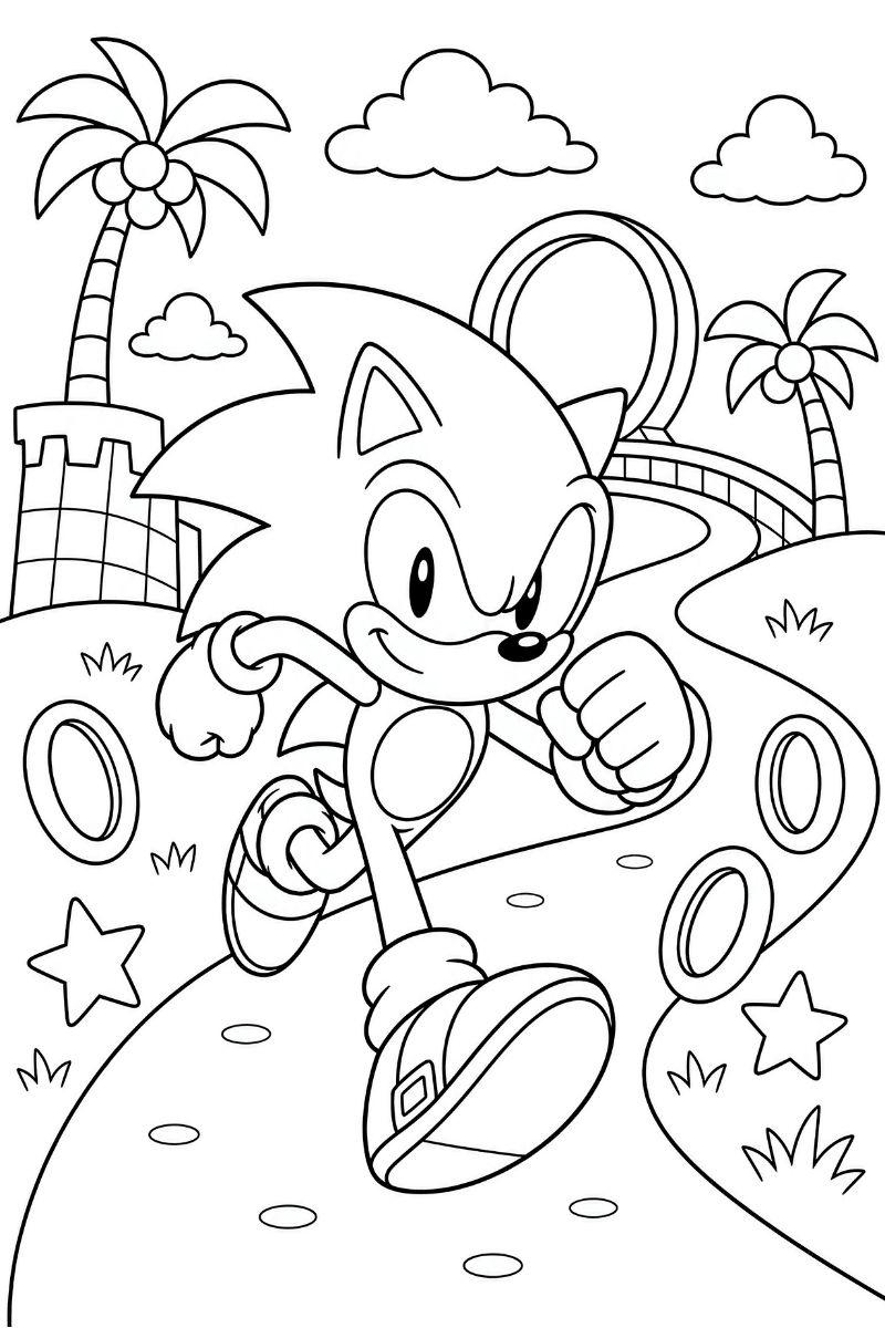 Dibujo de Sonic Adventure para colorear e imprimir en A4