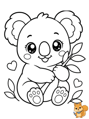 Dibujo para colorear: Koala kawaii para colorear