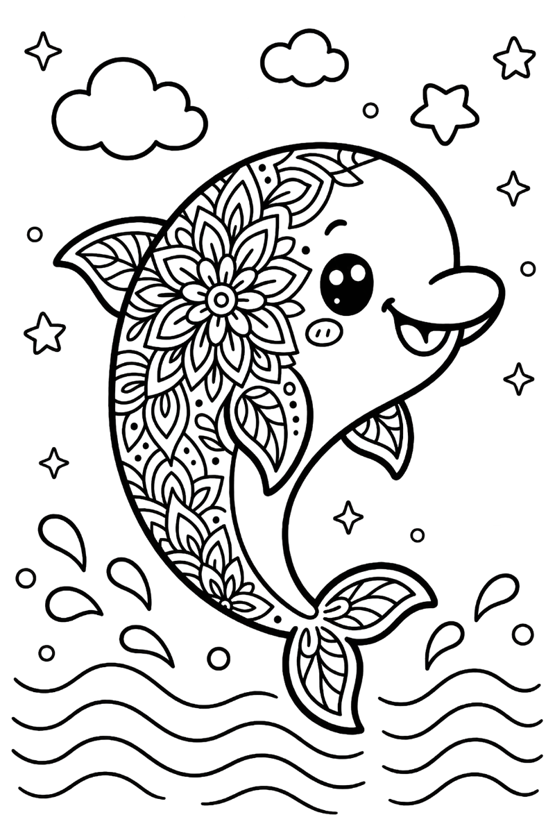 Delfín de mandala para niños