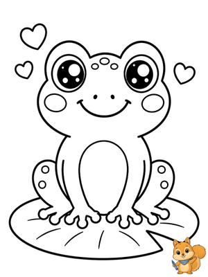 Dibujo para colorear: Rana kawaii para colorear