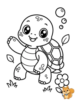 Dibujo para colorear: Tortuga kawaii para colorear