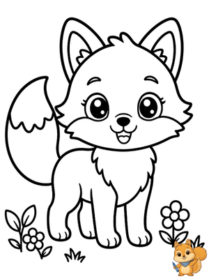 Dibujo para colorear: Zorro kawaii para colorear