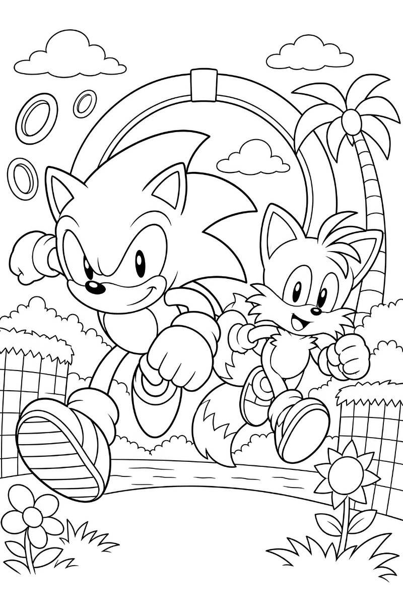 dibujos de sonic 2 para colorear con Sonic y Tails