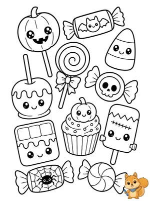 Dibujo para colorear: Dulces de Halloween para colorear