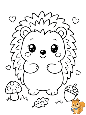 Dibujo para colorear: Erizo kawaii para colorear