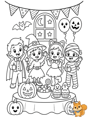 Dibujo para colorear: Fiesta de Halloween dibujo