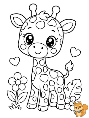 Dibujo para colorear: jirafa kawaii para colorear