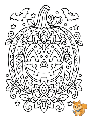 Dibujo para colorear: Mandala calabaza Halloween
