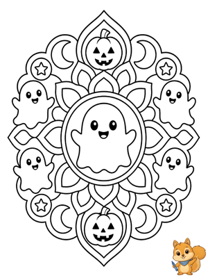 Dibujo para colorear: Mandala de fantasmas