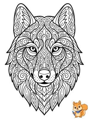 Dibujo para colorear: Mandala lobo