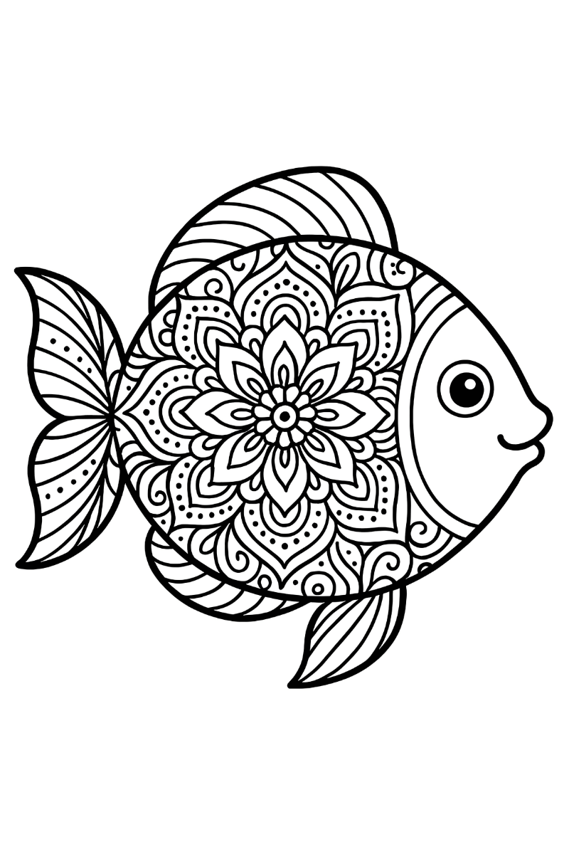 Mandala de pez fácil para niños