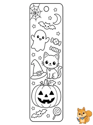 Dibujo para colorear: Marcapáginas Halloween para colorear
