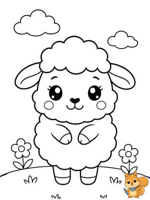 Dibujo para colorear: Oveja kawaii para colorear