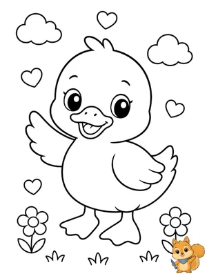 Dibujo para colorear: Pato kawaii para colorear